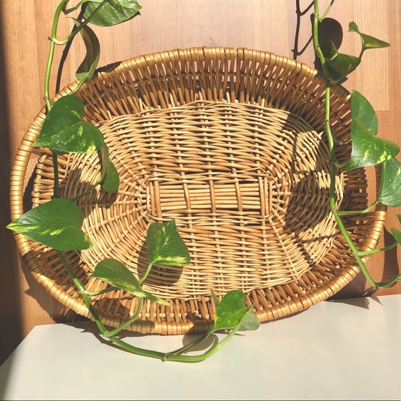 Wicker Large Handled Console Tray Basket Yellow Ta
